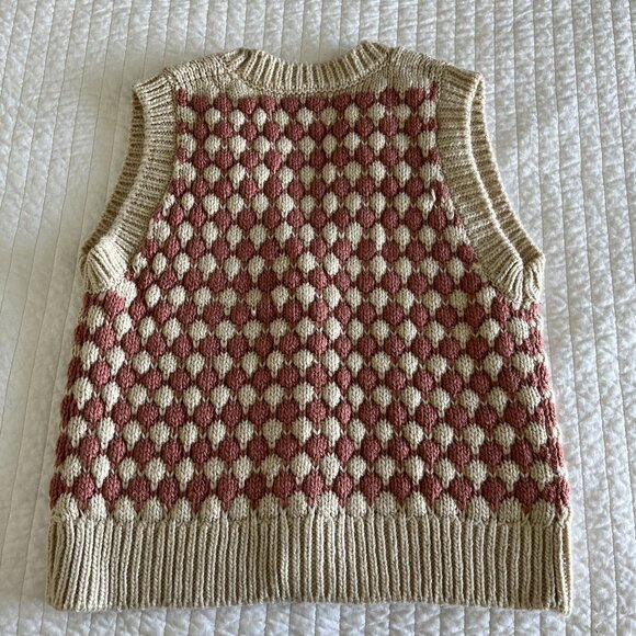 NWOT Pink/Beige Argyle Knitted Vest - Picture 5 of 5